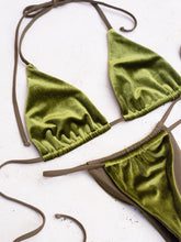 Load image into Gallery viewer, Bikini velvet solid color swimsuit
