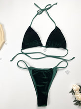 Load image into Gallery viewer, Bikini velvet solid color swimsuit
