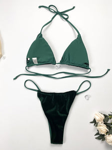 Bikini velvet solid color swimsuit