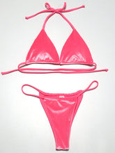 Load image into Gallery viewer, Bikini velvet solid color swimsuit
