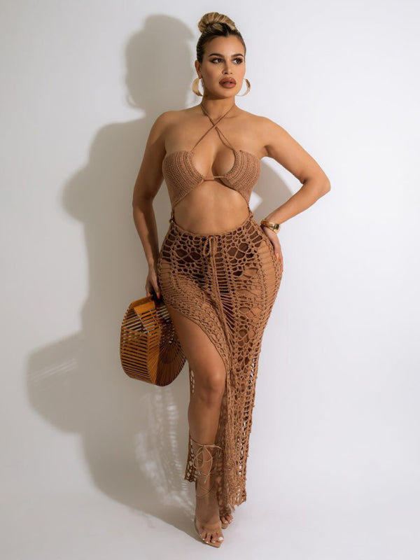 Women's long fringed  beach skirt