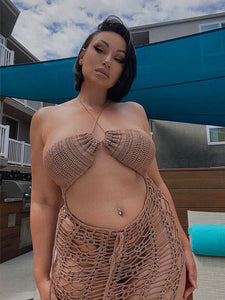 Women's long fringed  beach skirt