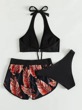 Load image into Gallery viewer, Tropikal multi-color bikini three-piece set
