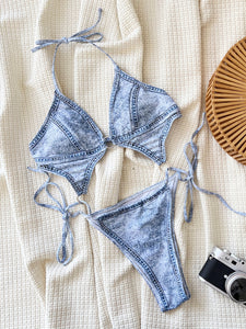 one-piece beach denim bikini